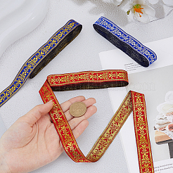 3 Rolls 3 Colors Ethnic Style Polyester Jacquard Flower Ribbon for Garment Accessories&nbsp;OCOR-MA0001-74