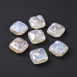 Rainbow Iridescent Plating Acrylic Beads&nbsp;OACR-A010-06F