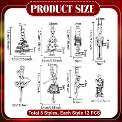 96Pcs 8 Styles Tibetan Style Alloy Pendants Sets&nbsp;TIBEP-PH0001-93