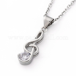 Brass Cubic Zirconia Pendant Necklaces&nbsp;NJEW-JN02619-03