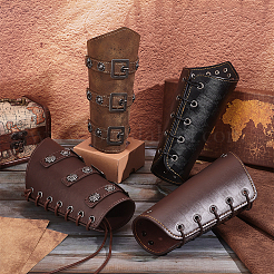 Tartan Pattern Imitation Leather Cuff Wristband for Bikers&nbsp;AJEW-WH0258-937A