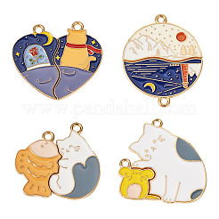 8 Sets 4 Styles Alloy Enamel Split Pendants&nbsp;ENAM-TA0002-55