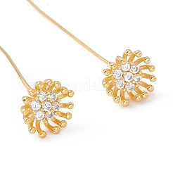 Brass Micro Pave Clear Cubic Zirconia Flower Head Pins&nbsp;FIND-B009-08G