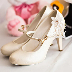 ABS Plastic Imitation Pearl Beaded Flower Wedding Shoe Decorations&nbsp;FIND-WH0126-71G