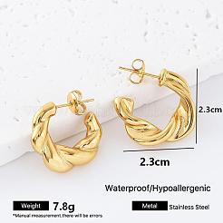 Twist 304 Stainless Steel Stud Earrings for Women&nbsp;LN6682