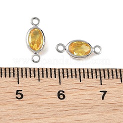 SHEGRACE Brass Pave Cubic Zirconia Oval Connector Charms&nbsp;XGRQ2O407-439C-P