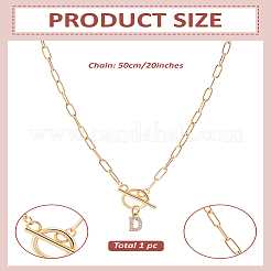 1Pc 304 Stainless Steel Chain & Brass Micro Pave Cubic Zirconia Letter Pendant Necklaces&nbsp;NJEW-LP0001-36D-G