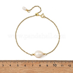 Natural Edison Pearl Potato Link 304 Stainless Steel Cable Chain Braclets for Women&nbsp;BJEW-JB14361
