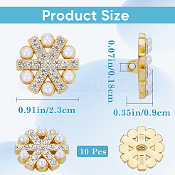 10Pcs 1-Hole Alloy Rhinestone Shank Buttons&nbsp;BUTT-GF0003-72G