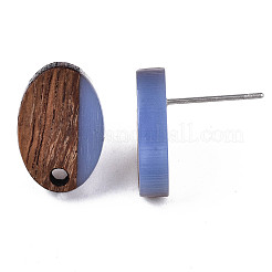 Resin & Walnut Wood Stud Earring Findings&nbsp;MAK-N032-004A-A08