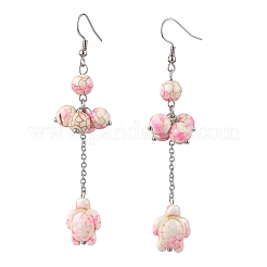 304 Stainless Steel Synthetic Turquoise Tortoise Dangle Earrings&nbsp;EJEW-JE06512-02