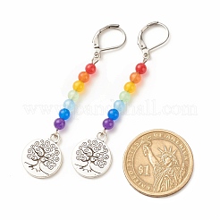 Natural Malaysia Jade with Alloy Tree of Life Long Dangle Leverback Earrings&nbsp;EJEW-JE04909-05