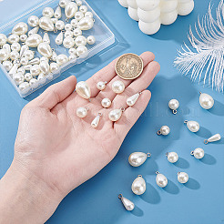 80Pcs 8 Styles ABS Plastic Imitation Pearl Pendants&nbsp;FIND-GA0006-80P