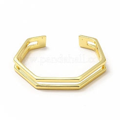 Rack Plating Brass polygon Open Cuff Bangle for Women&nbsp;BJEW-H563-01G