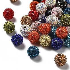 Glass Rhinestone Clay Pave Round Beads&nbsp;RB-K045-10mm-M