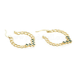 Green Cubic Zirconia Teardrop Hoop Earring&nbsp;EJEW-N011-56-02LG