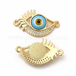 Rack Plating Real 18K Gold Plated Brass Micro Pave Clear Cubic Zirconia Connector Charms&nbsp;ZIRC-L102-08G