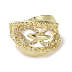 Brass Micro Pave Cubic Zirconia Open Cuff Ring&nbsp;RJEW-K256-51G