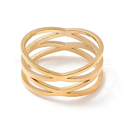 Criss Cross 304 Stainless Steel Finger Ring for Women &nbsp;RJEW-B035-03G