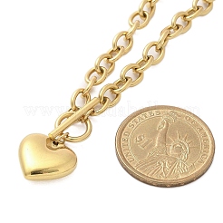 304 Stainless Steel Heart Pendant Cable Chain Necklaces for Women&nbsp;NJEW-C084-05G