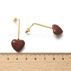 Brass Heart Dangle Stud Earrings&nbsp;LS-EJEW-A121-19B-02