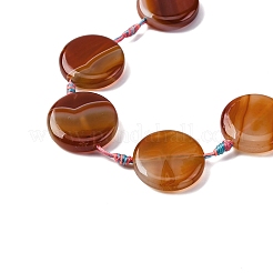 Natural Striped Agate/Banded Agate Coin Beads Strands&nbsp;G-NH0040-01B