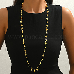 Brass Heart Fringe Wave Bar Link Chain Long Necklaces for Women&nbsp;XF0394-2
