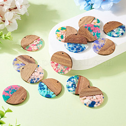 14Pcs 7 Colors Resin and Walnut Pendants&nbsp;FIND-TA0006-46