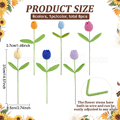 6Pcs 6 Colors Crochet Polyester Tulip Flower Ornaments&nbsp;DIY-FG0007-40