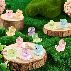 48Pcs 6 Colors Luminous Resin Dog Figurine&nbsp;DJEW-TA0001-44