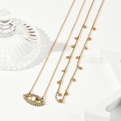 304 Stainless Steel Stackable Double Layer Necklaces&nbsp;NJEW-S435-03G-A