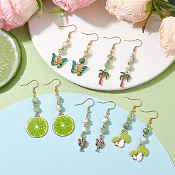 Real 18K Gold Plated Alloy Enamel Dangle Earrings&nbsp;EJEW-JE05667