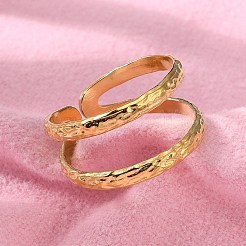 Ion Plating(IP) 304 Stainless Steel Double Line Open Cuff Ring for Women&nbsp;X-RJEW-S405-200G
