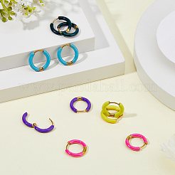 5 Pairs 5 Color 316 Stainless Steel Enamel Ring Hoop Earrings&nbsp;EJEW-DC0001-39B