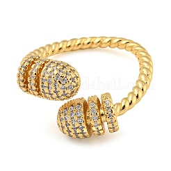 Brass Micro Pave Cubic Zirconia Open Finger Ring&nbsp;RJEW-C069-07G