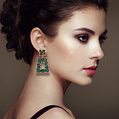 3 Pairs 3 Colors Rhinestone Rectangle with Trapezoid Dangle Stud Earrings&nbsp;EJEW-AN0001-03