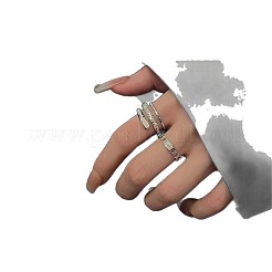 2Pcs Alloy Rhinestone Open Cuff Rings for Women&nbsp;FS-WG28DEF-03