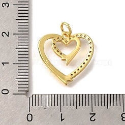 Brass Micro Pave Clear Cubic Zirconia Pendants&nbsp;KK-M297-22G