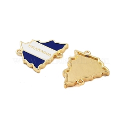 Rack Plating Brass Blue & White Enamel Nicaragua Map Links Connector Charms&nbsp;KK-S379-25G