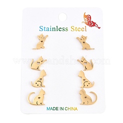 4 Pairs 304 Stainless Steel Stud Earrings&nbsp;EJEW-G469-02G-01