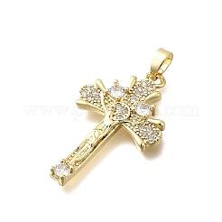 Brass Micro Pave Cubic Zirconia Pendants&nbsp;KK-P336-08G