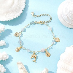 4Pcs Natural Morganite & Amethyst & Green Agate & Labradorite Link Bracelets for Women&nbsp;BJEW-JB12116