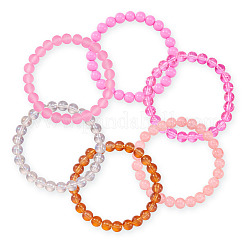 6Pcs 6 Styles 8mm Glass Round Beaded Stretch Bracelet Sets&nbsp;BJEW-TAC0023
