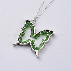 Glass Dangle Earring & Pendant Necklace Jewelry Sets&nbsp;SJEW-JS01076-03