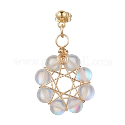 Flower Synthetic Moonstone Dangle Stud Earrings&nbsp;EJEW-JE06336-01
