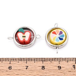 Polymer Clay Fruit Beads with CCB Plastic Ring Frame Connector Charms&nbsp;CLAY-T022-34M
