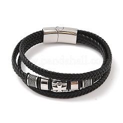 Braided Microfiber Leather Multi-strand Bracelets&nbsp;BJEW-B096-04A