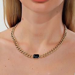 Cubic Zirconia Rectangle Pendant Necklace&nbsp;MR3032-3
