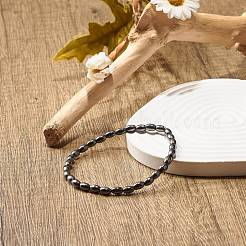 Synthetic Hematite Oval Beaded Stretch Bracelet&nbsp;X-BJEW-JB07897-03