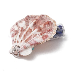 7Pcs 7 Styles Natural Scallop Shell & Dyed Synthetic Turquoise Starfish Pendants&nbsp;PALLOY-JF03564-01